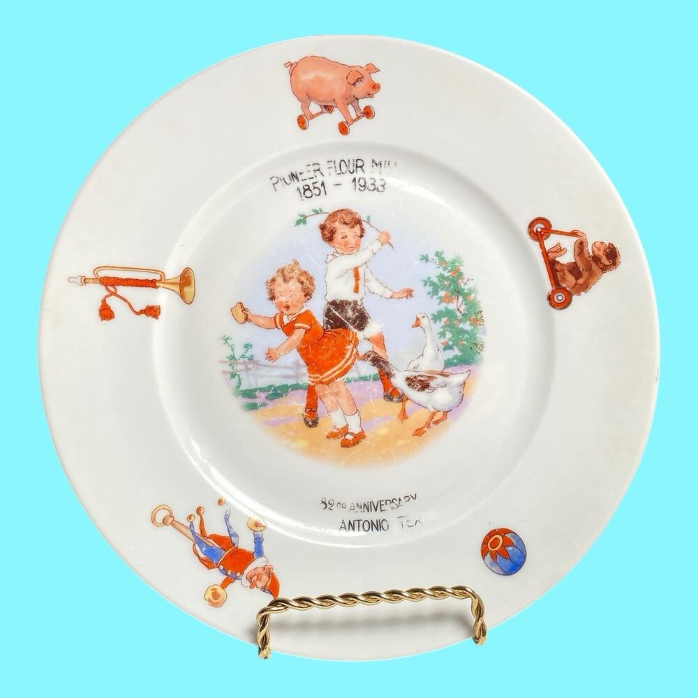 Vtg Pioneer Flour Mills 82nd Anniversary Plate San Antonio Texas 1851-1933 KPM